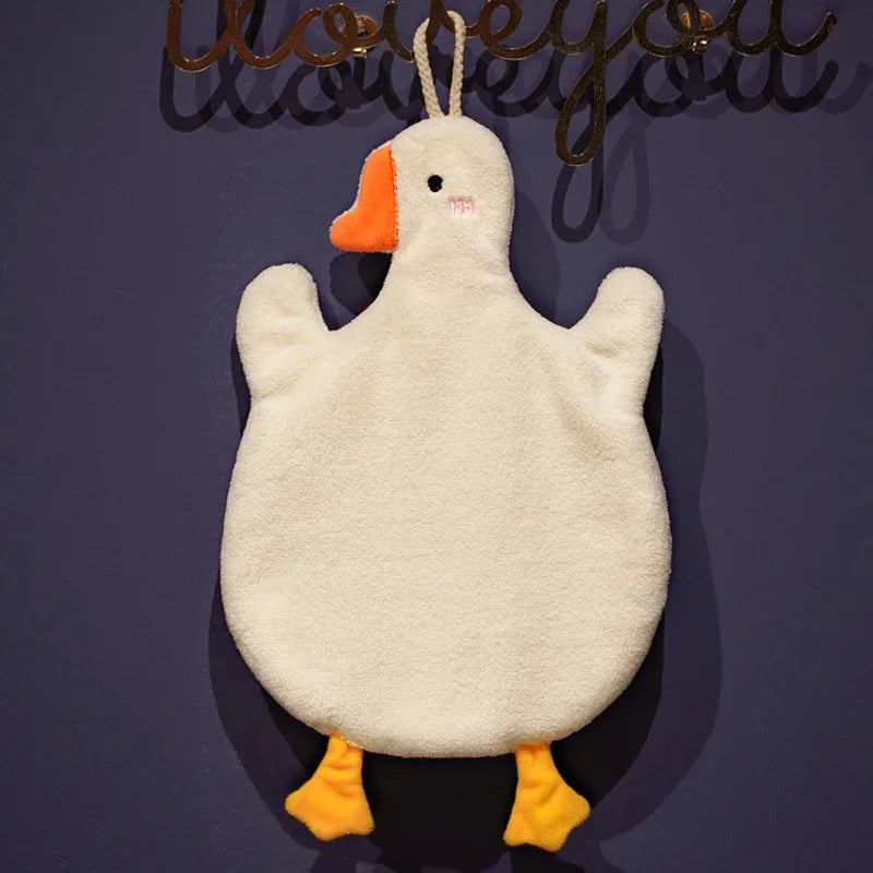 Cartoon Goose Hanging Hand Towel — Super-Absorbent Quick-Dry Kitchen &amp; Bath Towel