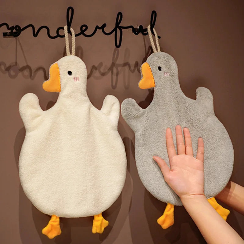 Cartoon Goose Hanging Hand Towel — Super-Absorbent Quick-Dry Kitchen &amp; Bath Towel