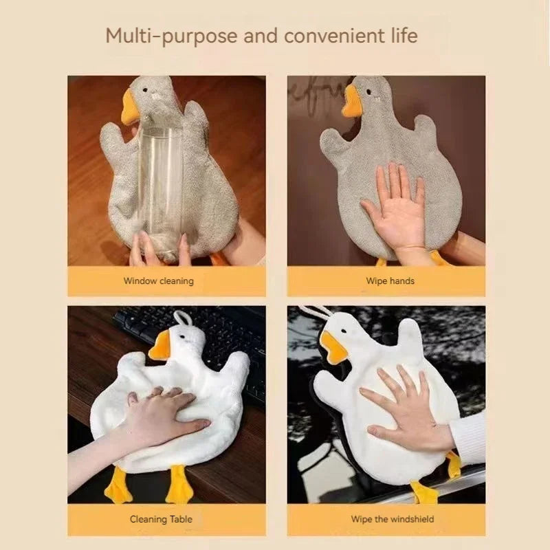 Cartoon Goose Hanging Hand Towel — Super-Absorbent Quick-Dry Kitchen &amp; Bath Towel