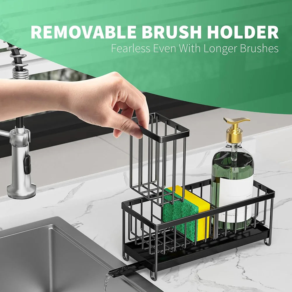 Sink Caddy Sponge &amp; Brush Holder — Self-Draining Kitchen Sink Organizer