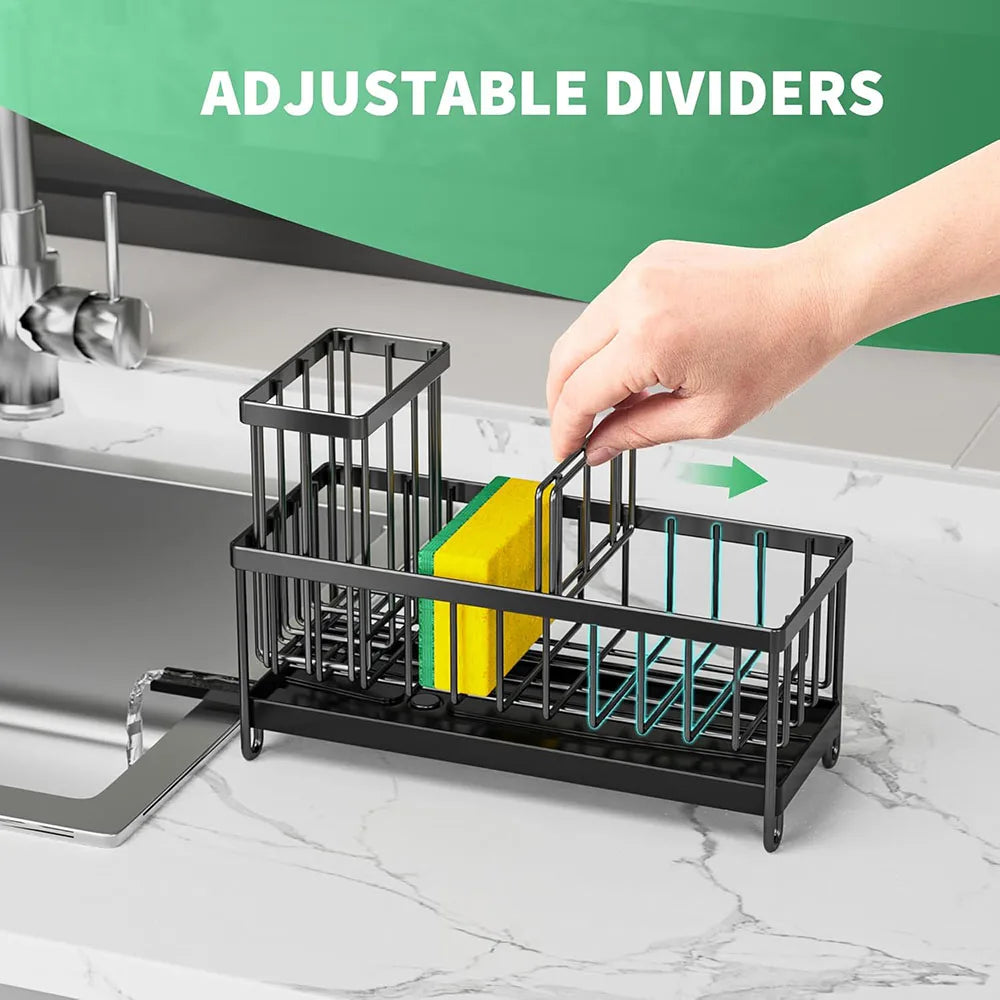 Sink Caddy Sponge &amp; Brush Holder — Self-Draining Kitchen Sink Organizer